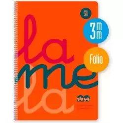 7FTP003N LAMELA CUADERNO ESPIRAL 80H FOLIO 90GR CUADROVÍA 3MM C/MARGEN CUBIERTA PP NARANJA FLUORESCENTE