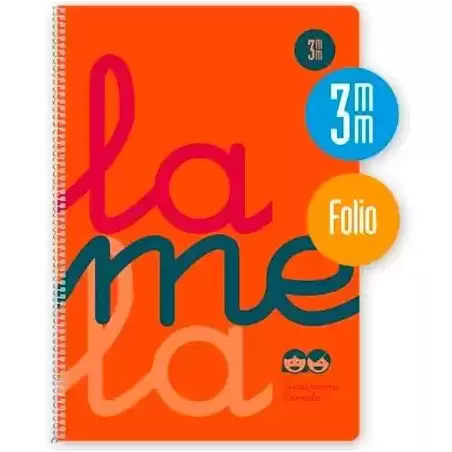 7FTP003N LAMELA CUADERNO ESPIRAL 80H FOLIO 90GR CUADROVÍA 3MM C/MARGEN CUBIERTA PP NARANJA FLUORESCENTE