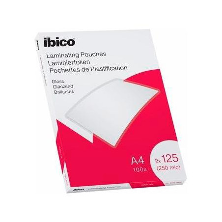 627318 IBICO FUNDAS DE PLASTIFICAR 2X125 MICRAS A4 BRILLO PACK 100 UD