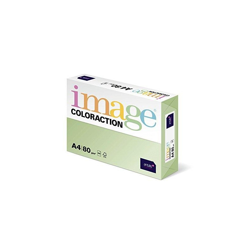 284973 IMAGE PAPEL REPROGRÁFICO COLORACTION DIN A4 80GR PAQUETE 500H JUNGLE/VERDE PASTEL -CAJA 5 UD-