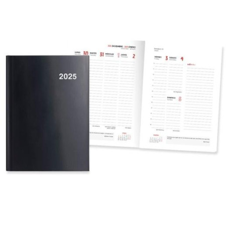 355572 INGRAF AGENDA ANUAL PARIS 15X21CM S/V NEGRO 2025