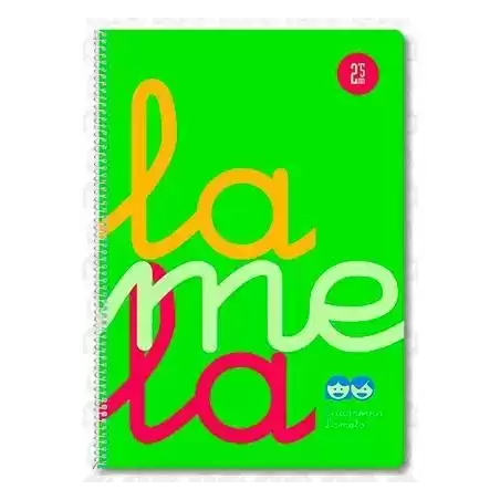 7FTP005V LAMELA CUADERNO ESPIRAL 80H FOLIO 90GR CUADROVÍA 5MM C/MARGEN CUBIERTA PP VERDE FLUORESCENTE