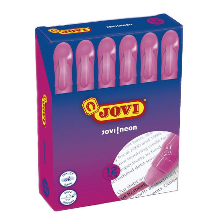 1816 JOVI MARCADOR FLUORESCENTE JOVI!NEON DE GEL EN STICK 140MM ROSA CAJA 12 UD