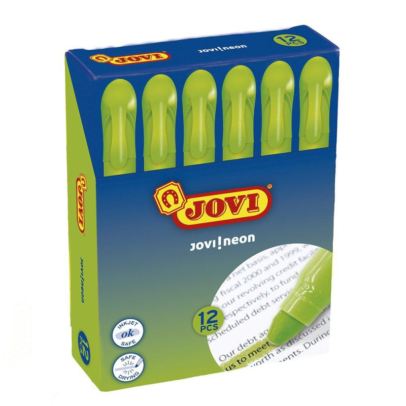 1818 JOVI MARCADOR FLUORESCENTE JOVI!NEON DE GEL EN STICK 140MM VERDE CAJA 12 UD