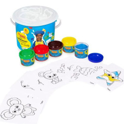 14FP JOVI PINTURA DE DEDOS SUPER BUCKET SET 5 BOTES 35ML + 20 PLANTILLAS C/SURTIDOS 2-3 AÑOS