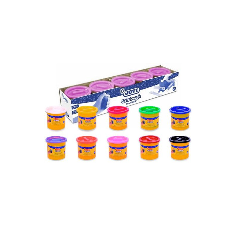 45006 JOVI PLASTILINA SOFT DOUGH BLANDIVER ESTUCHE 5 BOTES 110GR VIOLETA