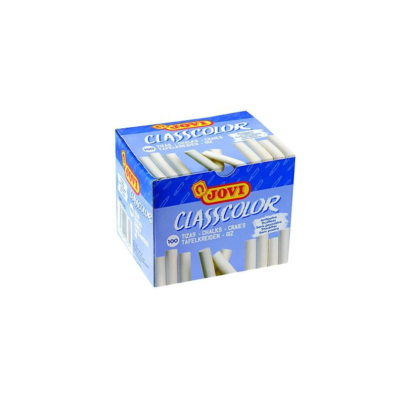 1100 JOVI TIZAS CLASSCOLOR SCHOOL ANTIPOLVO 80MM BLANCO CAJA 100 UD