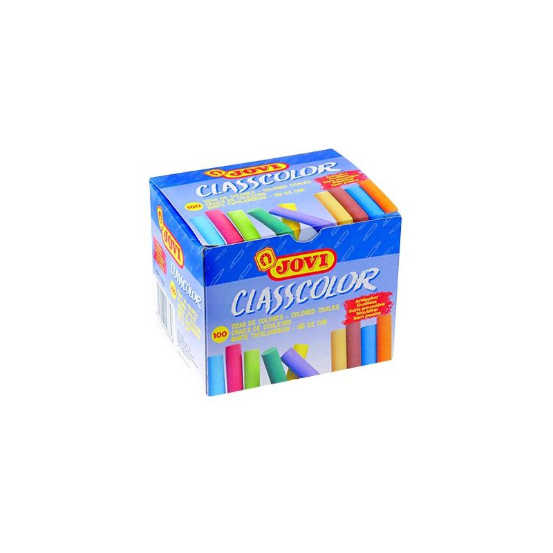 1120 JOVI TIZAS CLASSCOLOR SCHOOL ANTIPOLVO REDONDAS COLORES SURTIDOS CAJA 100 UD