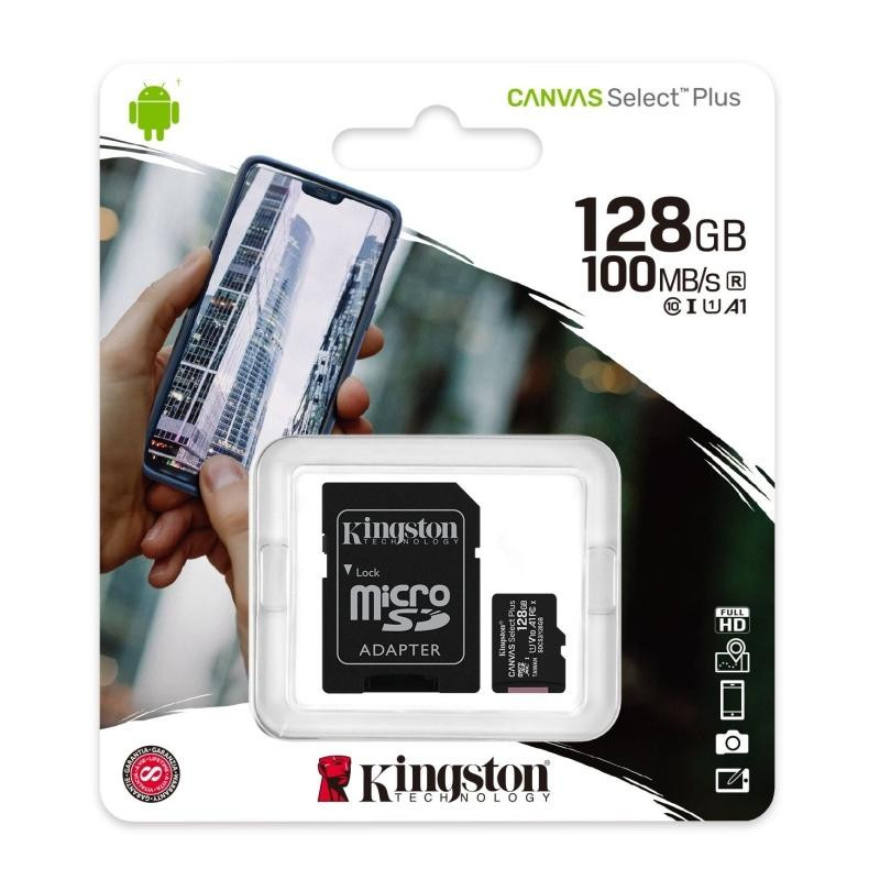 SDCS2/128GB KINGSTON TARJETA DE MEMORIA MICRO SDHC CANVAS SELECT 128GB C/ADAPTADOR