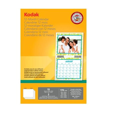 5740-016 KODAK PAPEL FOTOGRÁFICO 216X279MM 170GR ESPECIAL CALENDARIOS PAQUETE 13H BLANCO