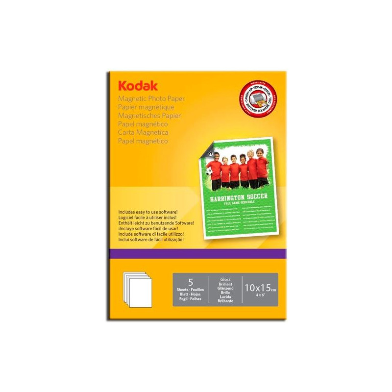 5740020 KODAK PAPEL PHOTO MAGNETICO 10X15 -PACK 5 HOJAS-