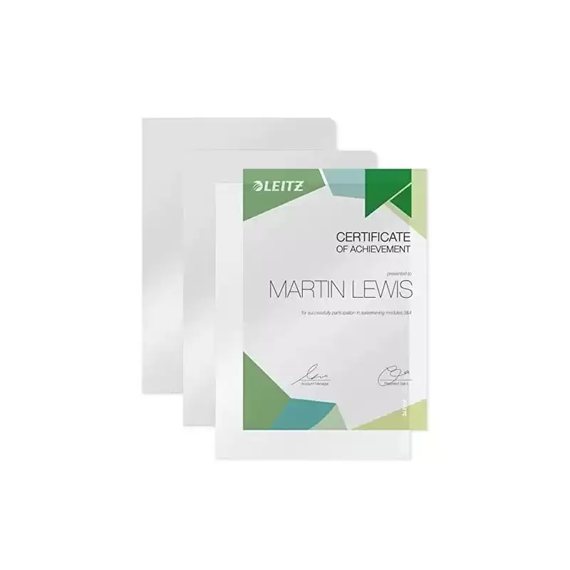 41000203 LEITZ DOSSIER UÑERO PVP RÍGIDO 150 MICRAS A4 CAJA 100 UNIDADES BLANCO TRANSLÚCIDO