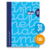 7FTE003A LAMELA CUADERNO ESPIRAL 80H FOLIO 90GR CUADROVÍA 3MM C/MARGEN CUBIERTA EXTRADURA AZUL -PAQUETE 5U-