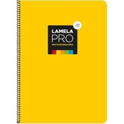 7FTE103AM LAMELA CUADERNO ESPIRAL 100H FOLIO 90GR CUADROVÍA 3MM C/MARGEN CUBIERTA EXTRADURA AMARILLO -PAQUETE 5U-