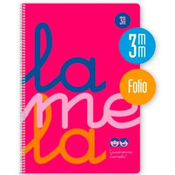 7FTP003R LAMELA CUADERNO ESPIRAL 80H FOLIO 90GR CUADROVÍA 3MM C/MARGEN CUBIERTA PP ROSA FLUORESCENTE -PAQUETE 5U-