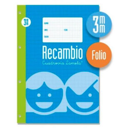 9003 LAMELA RECAMBIO 100H FOLIO 70GR CUADROVÍA 3MM C/MARGEN 4 TALADROS OFFSET BLANCO -5U-