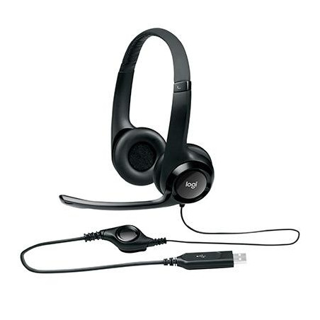 981-000406 LOGITECH AURICULARES H390 DIADEMA ACOLCHADA BIAURAL ESTEREO MICRÓFONO AJUSTABLE CONTROL VOLUMEN CABLE USB NEGRO