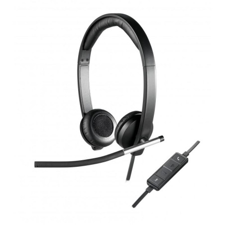 981-000519 LOGITECH AURICULARES DIADEMA H650E BIAURAL ESTEREO C/ MICRÓFONO CONTROL DE VOLUMEN CABLE USB NEGRO/PLATA