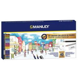 MLA00040 MANLEY SET CREATIVO LÁPICES DE COLORES 40 PIEZAS SURTIDO