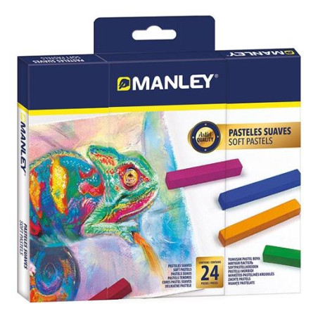 MSP00024 MANLEY PASTELES SUAVES C/SURTIDOS MUY VIVOS ESTUCHE 24 UD