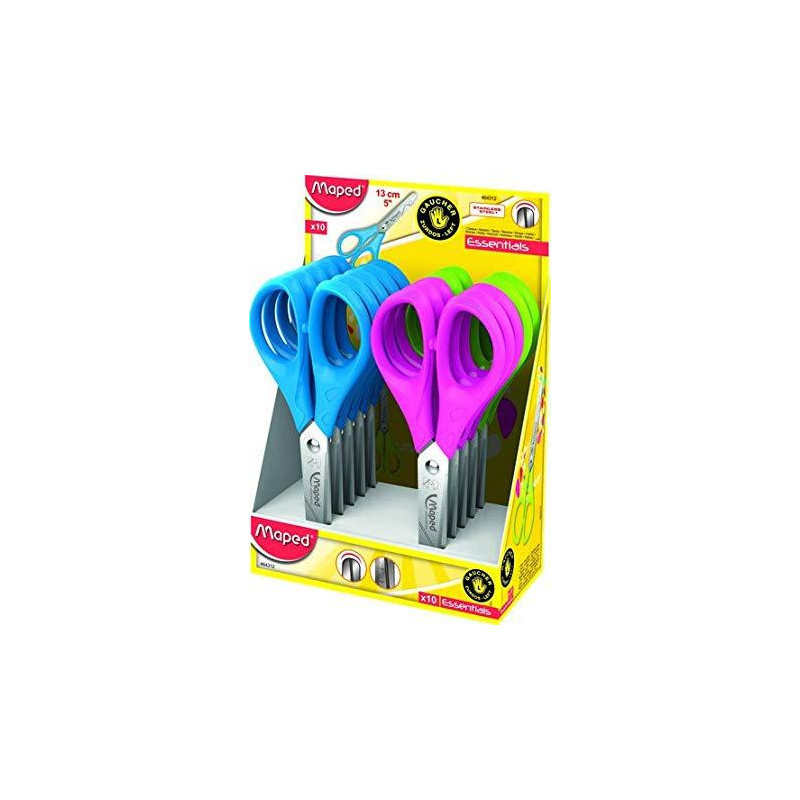 464312 MAPED TIJERAS ESCOLARES 13CM ESSENTIALS ZURDOS SIMÉTRICAS C/SURTIDOS