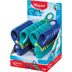 472112 MAPED TIJERAS INFANTILES KIDIPULSE 12CM C/RESORTE DE APERTURA Y PROTECCIÓN +2 AÑOS AZUL BICOLOR