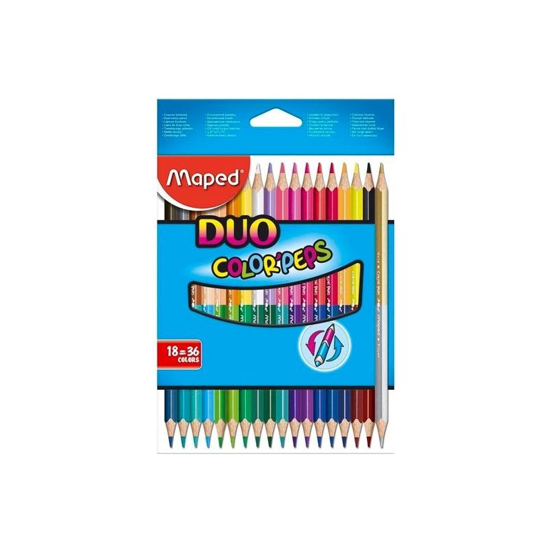 829601FC MAPED LÁPICES DE COLORES DUO COLOR´PEPS BICOLOR SURTIDOS ESTUCHE 18 UD