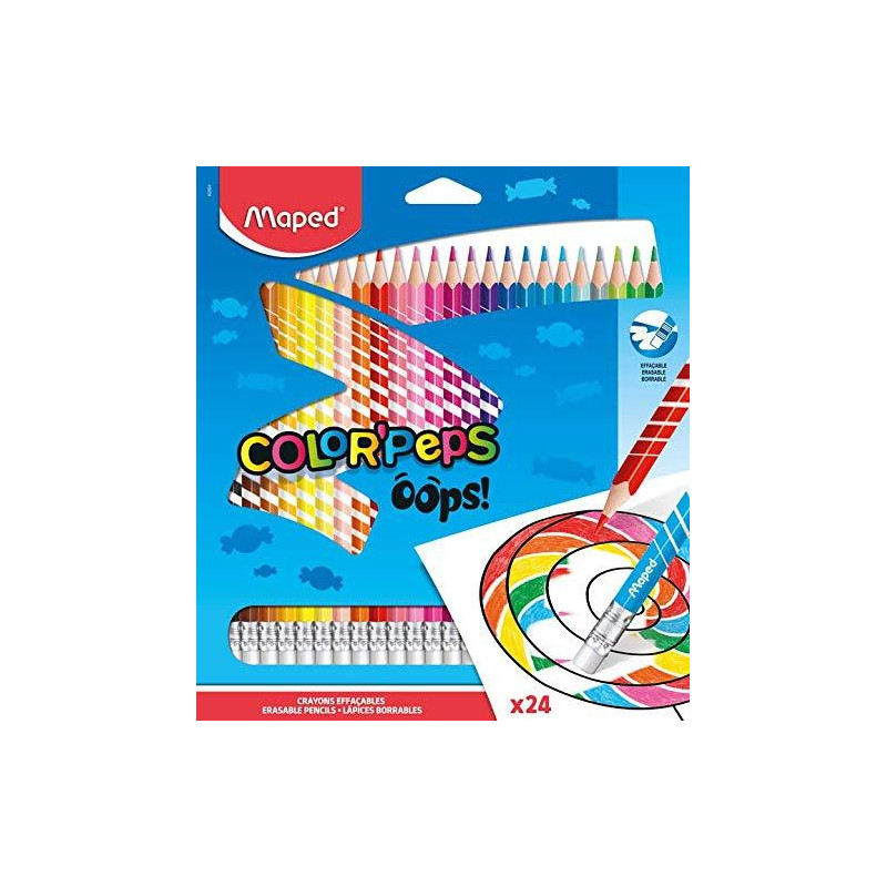 832824 MAPED LÁPICES DE COLORES COLOR´PEPS BORRABLES C/SURTIDOS ESTUCHE 24 UD