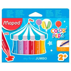 861311 MAPED CERAS COLOR PEP´S JUMBO PARA BEBÉ +2 C/SURTIDOS ESTUCHE 12 UD