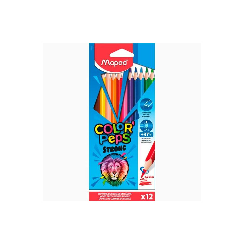 862712 MAPED LÁPICES DE COLORES COLOR´PEPS STRONG C/SURTIDOS ESTUCHE 12 UD