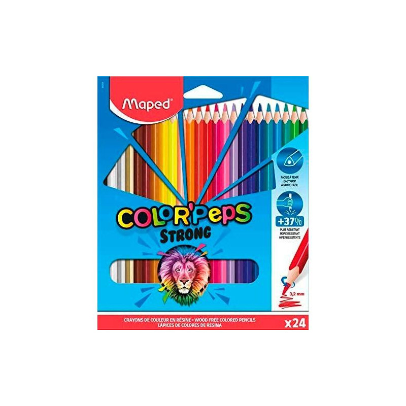 862724 MAPED LÁPICES DE COLORES COLOR´PEPS STRONG C/SURTIDOS ESTUCHE 24 UD