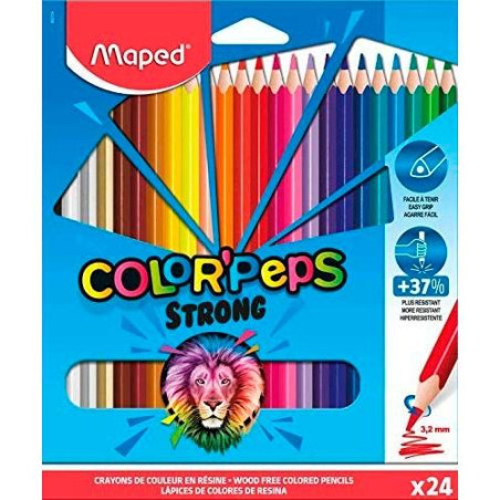 862724 MAPED LÁPICES DE COLORES COLOR´PEPS STRONG C/SURTIDOS ESTUCHE 24 UD