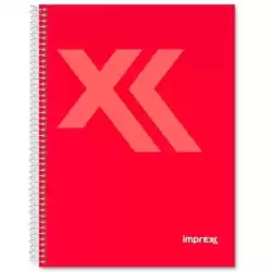 IMP0108 IMPREX CUADERNO ESPIRAL TAPA FORRADA FOLIO 80H 90GR 4X4 ROJO