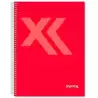 IMP0108 IMPREX CUADERNO ESPIRAL TAPA FORRADA FOLIO 80H 90GR 4X4 ROJO