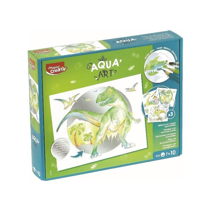 907058 MAPED ILUSTRACIONES CON LÁPICES ACUARELABLES AQUA ART DINOSAURIOS 7 A 10 AÑOS