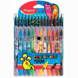 984718 MAPED ROTULADORES Y LÁPICES DE COLORES COLOR´PEPS MONSTER COMBO C/SURTIDOS ESTUCHE 12+15 UD