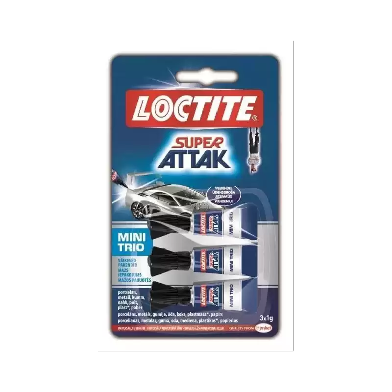 9000100828239 LOCTITE SUPER ATTAK ADHESIVO INSTANTÁNEO MINI TRIO 3X1GR