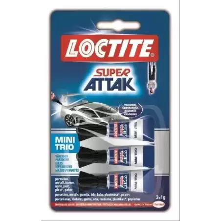 9000100828239 LOCTITE SUPER ATTAK ADHESIVO INSTANTÁNEO MINI TRIO 3X1GR