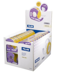 80217 MILAN CINTA ADHESIVA TRANSPARENTE ROLLO 19MM X 33M C/DISPENSADOR EXPOSITOR 36U C/SURTIDOS