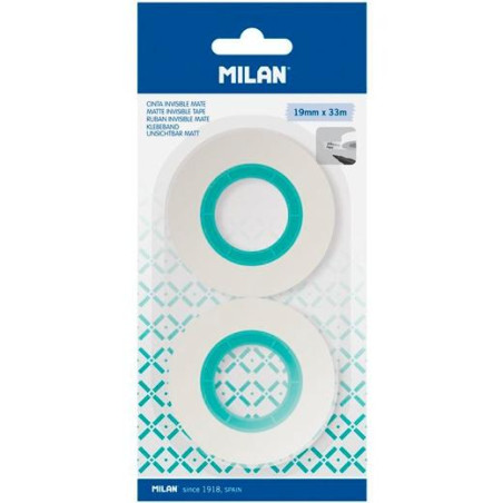 BWM10482 MILAN CINTA ADHESIVA INVISIBLE MATE ROLLO 19MM X 33M BLÍSTER 2 UD