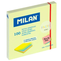 4151PT100 MILAN BLOC NOTAS ADHESIVAS 100H 76X76 SERIE PASTEL COLORES ALTERNOS