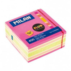 415508400 MILAN CUBO DE NOTAS ADHESIVAS 400 HOJAS 76X76 COLORES SURTIDOS FLUOR