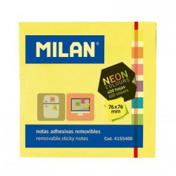 4155400 MILAN CUBO DE NOTAS ADHESIVAS 400 NOTAS 76X76 COLORES SURTIDOS NEON