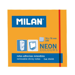 85435 MILAN BLOC NOTAS ADHESIVAS REMOVIBLES 100H 76X76 NARANJA FLUORESCENTE