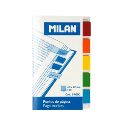 87000 MILAN MARCADORES DE PÁGINA 100 PUNTOS 45X12MM 5 COLORES TRANSPARENTES