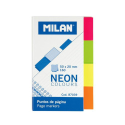 87039 MILAN MARCADORES DE PÁGINA 160 PUNTOS 50X20MM 4 COLORES NEÓN