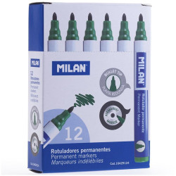 16429124 MILAN ROTULADOR PERMANENTE PUNTA REDONDA VERDE CAJA 12 UD