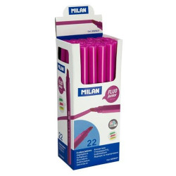 16828227 MILAN MARCADOR FLUORESCENTE JUNIOR PUNTA BISELADA ROSA CAJA 22 UD