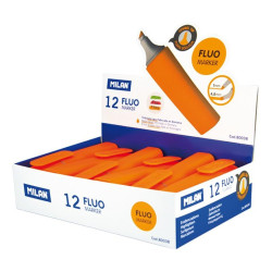 80038 MILAN MARCADOR FLUORESCENTE PUNTA BISELADA NARANJA CAJA EXPOSITORA 12 UD