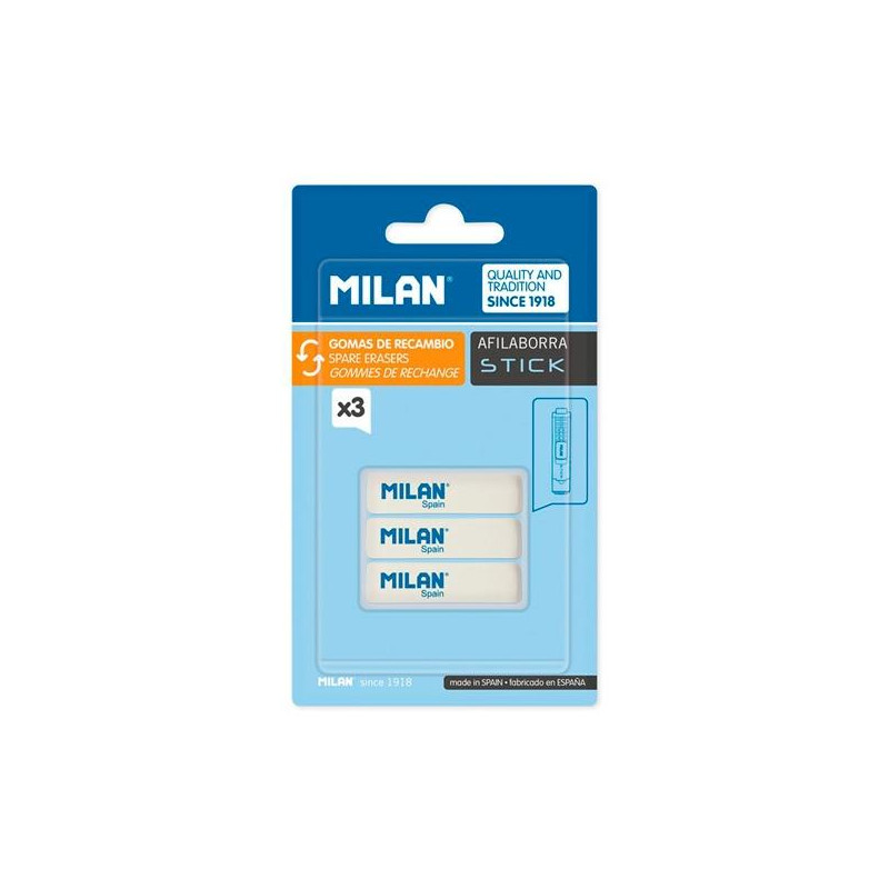 BNM10236 MILAN GOMA DE RECAMBIO PARA AFILABORRA STICK BLÍSTER 3 UD